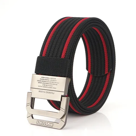 Men Casual Nylon Belt Double D-Ring Buckle Heavy Duty Woven Tactical Waist Strap For Outdoor Sport Workwear Pants Jeans