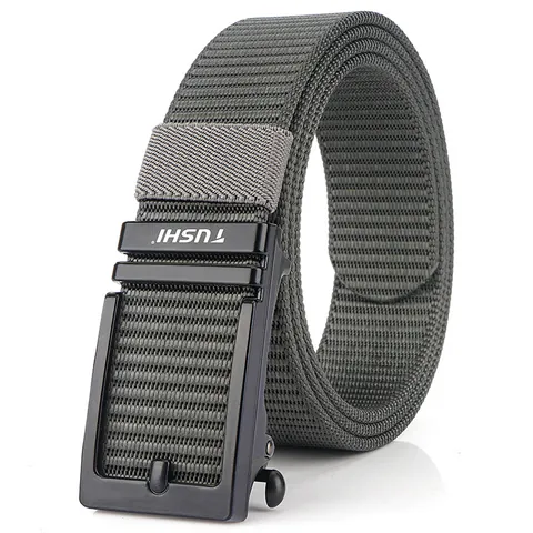 Men Casual Nylon Braided Belt With Zinc Alloy Automatic Buckle Adjustable No Hole Waist Strap Outdoor Tactical Style Belt