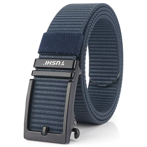 Men Casual Nylon Braided Belt With Zinc Alloy Automatic Buckle Adjustable No Hole Waist Strap Outdoor Tactical Style Belt