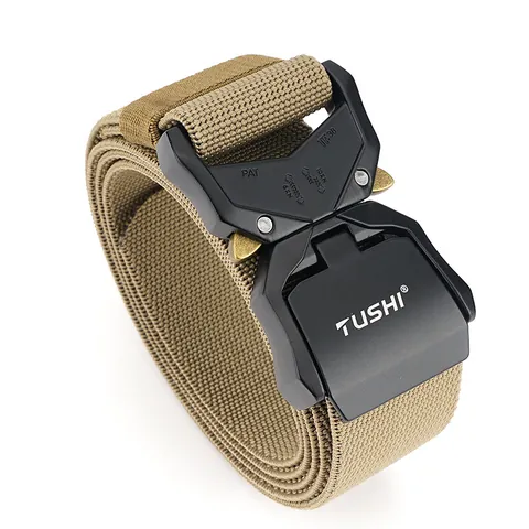 Men's Tactical Nylon Belt With Quick Release Aluminum Alloy Buckle Heavy Duty Breathable Outdoor Combat Work Belt