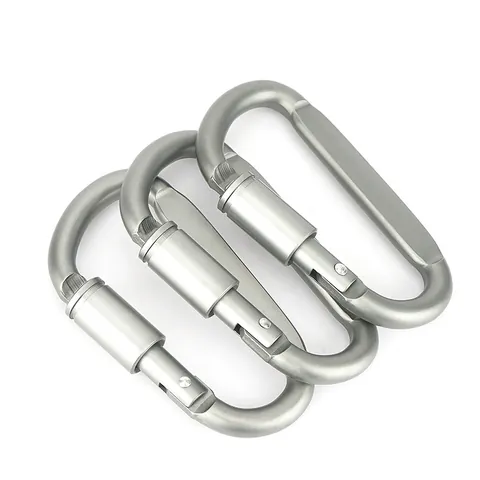 Tactical Aluminum Alloy D-Ring Carabiner With Screw Gate Locking Tactical Outdoor Camping Keychain Hook For Backpack Silver Grey