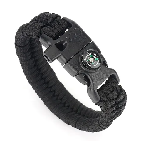 Outdoor Survival Paracord Bracelet With Compass Whistle Fire Starter Scraper For Hiking Camping Tactical Multi Functional Braided Bracelet