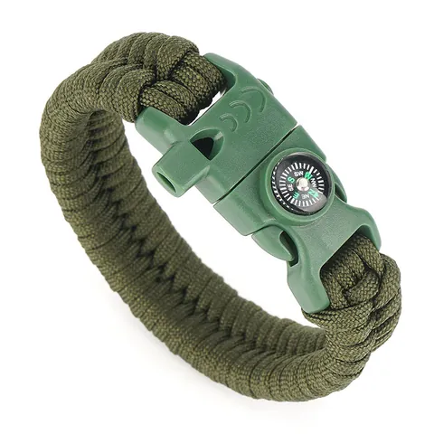 Outdoor Survival Paracord Bracelet With Compass Whistle Fire Starter Scraper For Hiking Camping Tactical Multi Functional Braided Bracelet