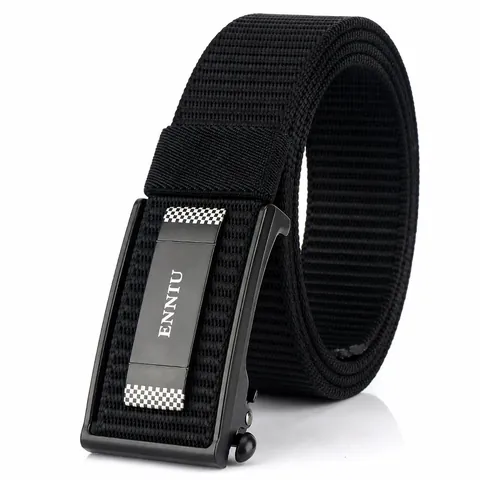 Men Outdoor Tactical Nylon Belt With Zinc Alloy Automatic Buckle Casual Breathable Adjustable Woven Waistband For Camping Hiking