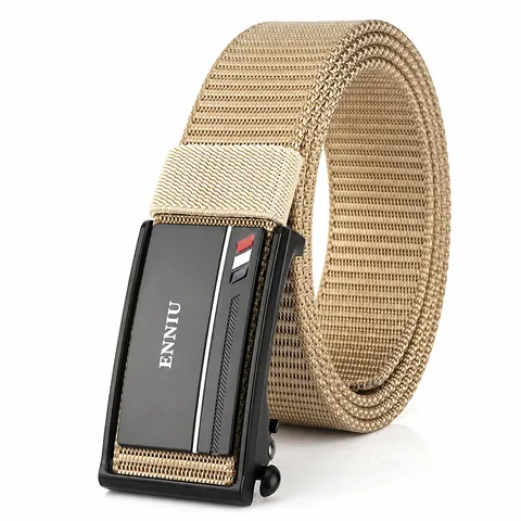 Men Tactical Nylon Belt With Zinc Alloy Automatic Buckle Adjustable Outdoor Sport Woven Waistband For Casual Jeans Cargo Pants