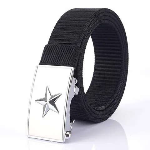 Men's Tactical Nylon Web Belt With Zinc Alloy Five-Pointed Star Automatic Buckle Outdoor Military Casual Woven Waistband