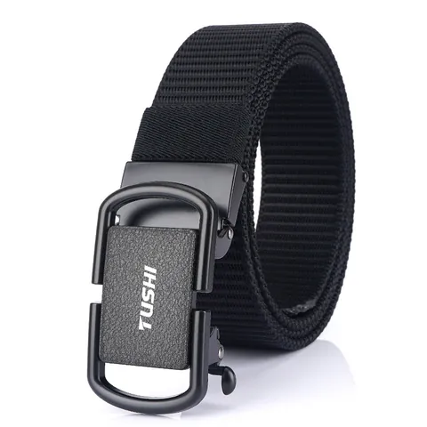 Men's Casual Nylon Weaving Belt With Zinc Alloy Automatic Buckle Tactical Outdoor Adjustable Waistband For Jeans Pants