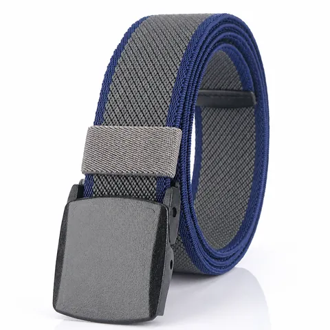 Men Elastic Braided Nylon Belt Casual Tactical Woven Waist Belt With Plastic Buckle Adjustable Breathable Outdoor Accessories