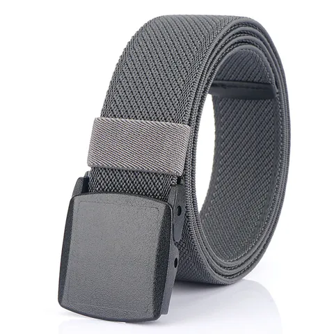 Men Elastic Braided Nylon Belt Casual Tactical Woven Waist Belt With Plastic Buckle Adjustable Breathable Outdoor Accessories