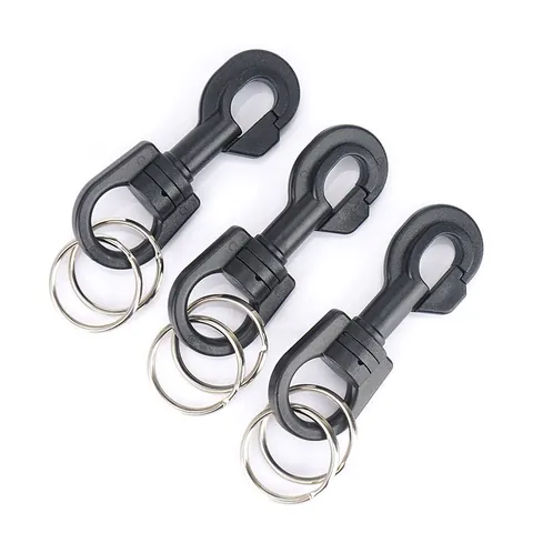 Tactical Swivel Snap Hook Keychain With Double Metal Rings Plastic Carabiner For Outdoor Hiking Backpack Accessories