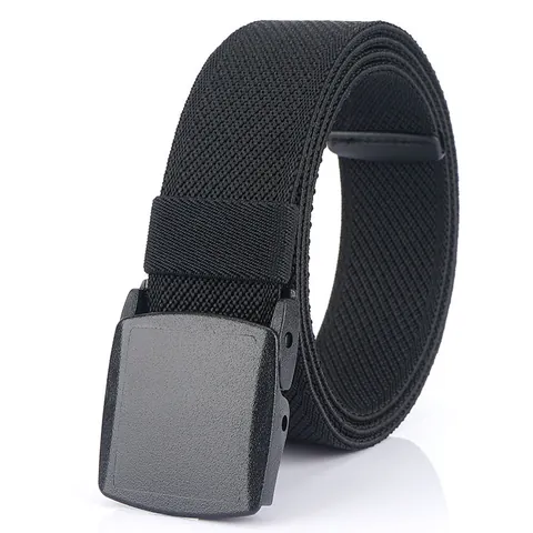 Men Elastic Braided Nylon Belt Casual Tactical Woven Waist Belt With Plastic Buckle Adjustable Breathable Outdoor Accessories