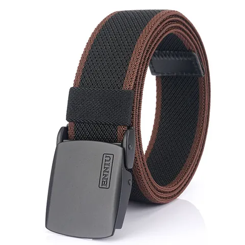 Men Elastic Woven Tactical Belt Nylon Canvas Stretch Waistband With Zinc Alloy Automatic Buckle Adjustable Casual Outdoor Sports Belt