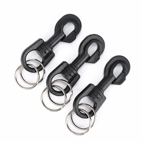 Tactical Swivel Snap Hook Keychain With Double Metal Rings Plastic Carabiner For Outdoor Hiking Backpack Accessories