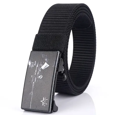 Cinturón Táctico de Nylon para Hombre Hebilla Automática de Aleación Lona Estilo Militar Ajustable Casual
