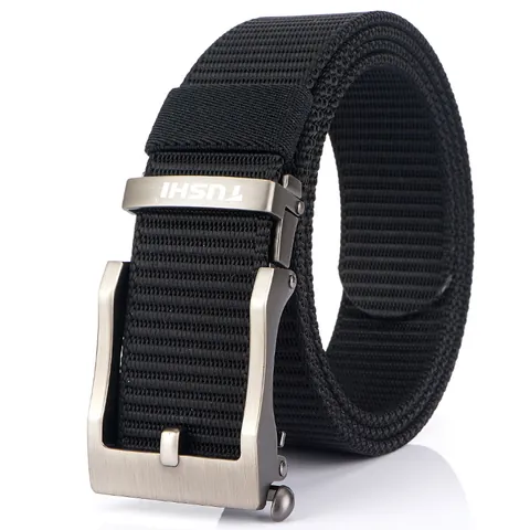 Quick Drying Nylon Belt With Zinc Alloy Automatic Buckle Men Outdoor Tactical Casual Webbing Belt Adjustable Breathable Waistband