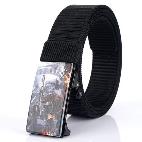 Cinturón Táctico de Nylon para Hombre Hebilla Automática de Aleación Lona Estilo Militar Ajustable Casual