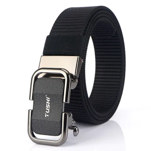 Men's Casual Nylon Canvas Belt Alloy Automatic Buckle Outdoor Tactical Woven Waistband For Daily Fashion Commuting