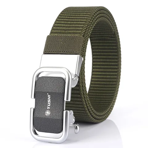 Men's Casual Nylon Canvas Belt Alloy Automatic Buckle Outdoor Tactical Woven Waistband For Daily Fashion Commuting