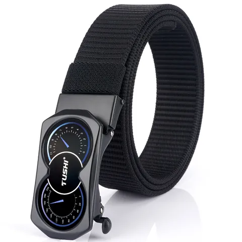 Men Nylon Belt With Zinc Alloy Automatic Buckle Business Casual Woven Tactical Waistband Adjustable Wear Resistant Belt