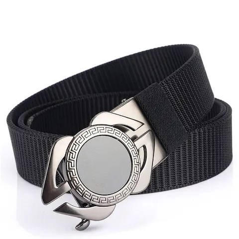 Men's Casual Nylon Weave Belt With Zinc Alloy Automatic Buckle Adjustable Tactical Sport Belt For Outdoor Business Daily