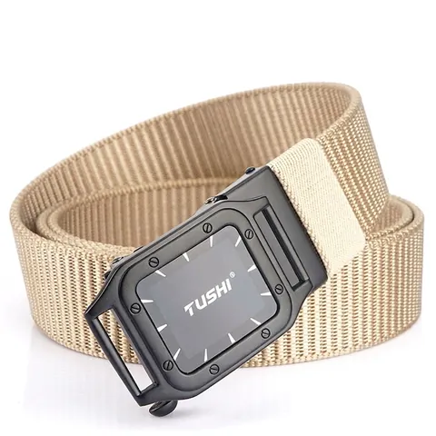 Men's Nylon Tactical Belt With Zinc Alloy Automatic Buckle Casual Outdoor Woven Waistband Adjustable Military Style Belt