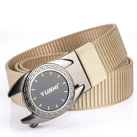 Men Quick Drying Nylon Belt Casual Tactical Waistband With Zinc Alloy Automatic Buckle Woven Strap Outdoor Sports Fashion