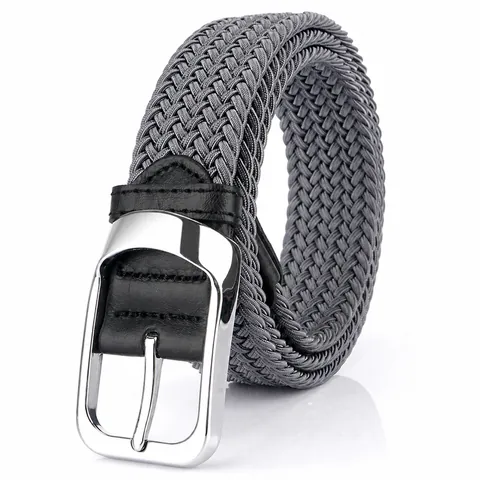 Unisex Casual Elastic Braided Belt With Zinc Alloy Pin Buckle Stretch Woven Web Belt For Jeans Adjustable Fashion Waistband