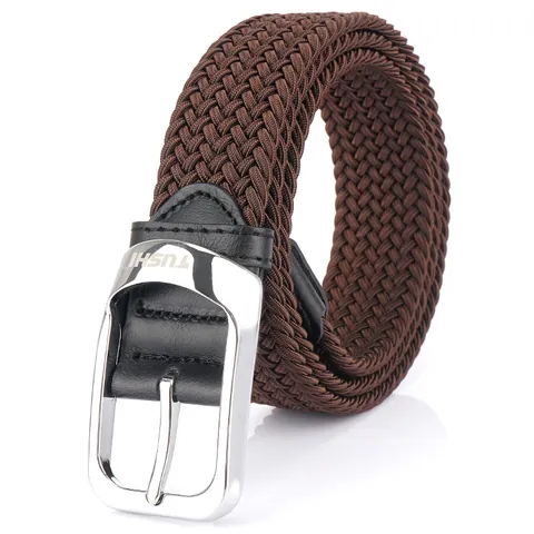 Unisex Casual Elastic Braided Belt With Zinc Alloy Pin Buckle Stretch Woven Web Belt For Jeans Adjustable Fashion Waistband
