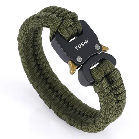 Outdoor Survival Paracord Bracelet With Tactical Alloy Quick Release Buckle Woven Nylon Hand Strap For Men Women Camping Hiking Jewelry