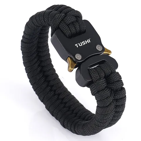 Outdoor Survival Paracord Bracelet With Tactical Alloy Quick Release Buckle Woven Nylon Hand Strap For Men Women Camping Hiking Jewelry