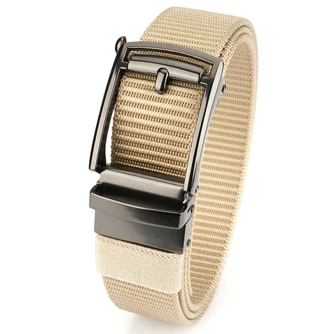Men's Tactical Nylon Belt With Automatic Zinc Alloy Buckle Quick Dry Breathable Woven Canvas Waistband For Outdoor Sports Casual Business
