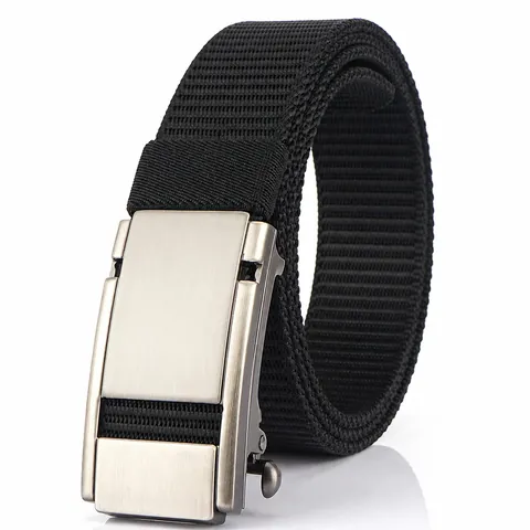 Men's Outdoor Casual Nylon Tactical Belt With Zinc Alloy Automatic Buckle Adjustable Webbing Canvas Waistband