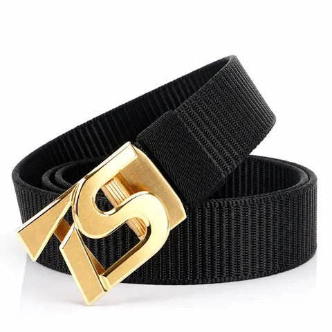 Men's Casual Nylon Belt With Stainless Steel Automatic Buckle Adjustable Tactical Woven Waist Strap For Outdoor Business Student