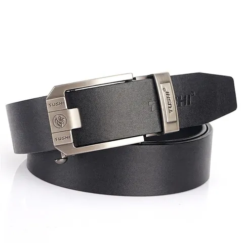 Cinturón de Cuero de Vaca de Primera Capa para Hombre Con Hebilla Automática de Aleación de Zinc Business Casual Ajuste sin Agujeros