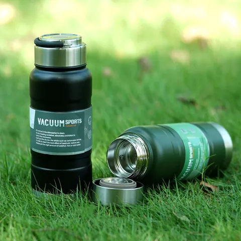 Outdoor Tactical 304 Stainless Steel Vacuum Insulated Water Bottle Portable Sports Flask With Handle Lid Large Capacity Matte Finish
