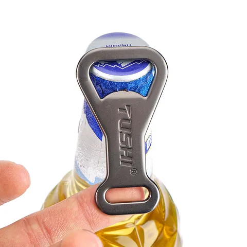 Tactical Zinc Alloy Bottle Opener Keychain Portable Heavy Duty Matte Gunmetal Key Ring Beer Opener For Outdoor Camping Daily Use
