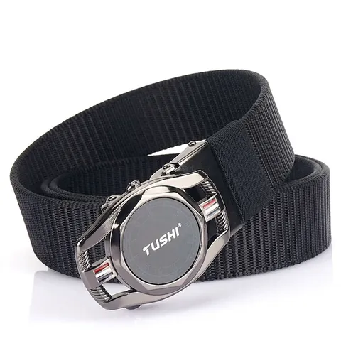 Men's Nylon Braided Belt With Zinc Alloy Automatic Buckle Casual Tactical Outdoor Woven Waistband For Men