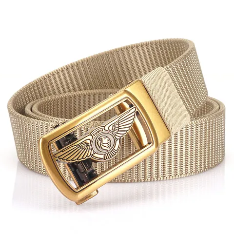 Men's Casual Nylon Weaving Belt With Automatic Zinc Alloy Buckle Tactical Outdoor Adjustable Waist Belt For Men