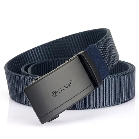 Cintura da Uomo Casual in Nylon Con Fibbia Automatica in Lega di Zinco Senza Fori Cintura Traspirante per Jeans Pantaloni Cargo Outdoor Tattico