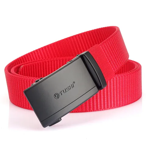 Cintura da Uomo Casual in Nylon Con Fibbia Automatica in Lega di Zinco Senza Fori Cintura Traspirante per Jeans Pantaloni Cargo Outdoor Tattico