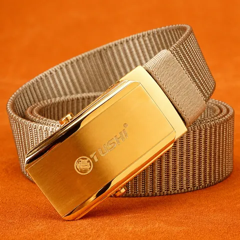 Men's Outdoor Tactical Nylon Belt With Stainless Steel Automatic Sliding Buckle Adjustable Breathable Woven Waist Strap