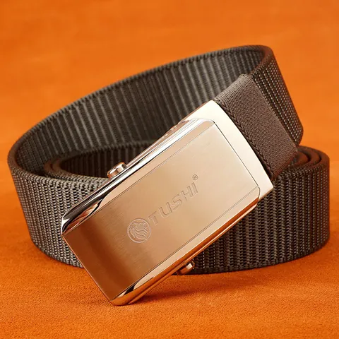 Men's Outdoor Tactical Nylon Belt With Stainless Steel Automatic Sliding Buckle Adjustable Breathable Woven Waist Strap