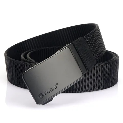 Cintura da Uomo Casual in Nylon Intrecciato Con Fibbia Automatica in Lega di Zinco Regolabile Senza Foro Tattica Outdoor Sport