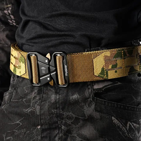 Tactical Heavy Duty Nylon Inner Outer Belt System With Quick Release Metal Buckle MOLLE Camouflage Adjustable Men Waist Belt