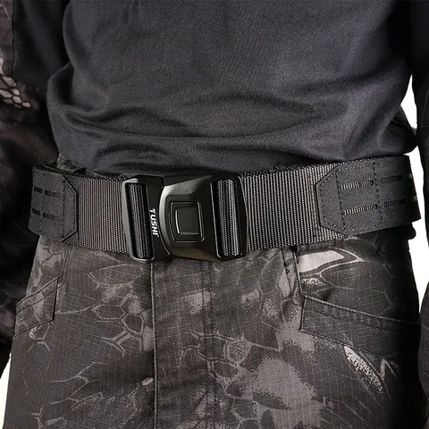 Cinturón Molle Táctico de Alta Resistencia Con Hebilla de Aleación de Zinc de Liberación Rápida Nailon Doble Capa Interior Exterior Hombre