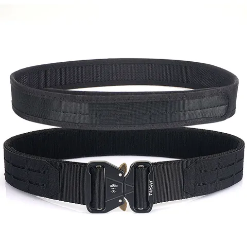 Tactical Heavy Duty Nylon Inner Outer Belt System With Quick Release Metal Buckle MOLLE Camouflage Adjustable Men Waist Belt