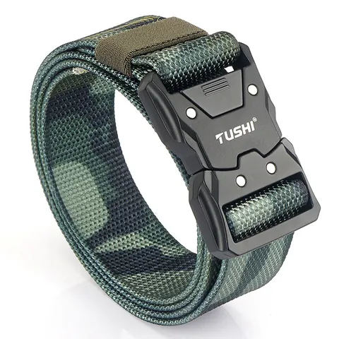 Cintura Tattica in Nylon da Uomo Sgancio Rapido Cinturino Intrecciato Resistente Fibbia in Lega di Zinco Accessorio Casual