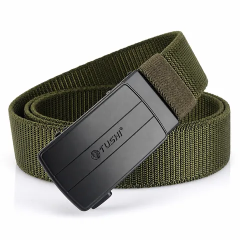 Men Casual Nylon Elastic Belt With Zinc Alloy Automatic Buckle Woven Tactical Outdoor Adjustable Solid Waist Strap