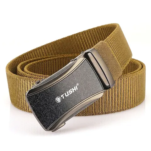 Men's Elastic Woven Nylon Belt With Zinc Alloy Automatic Buckle Adjustable Casual Outdoor Tactical Waistband For Men