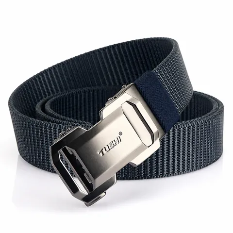 Men Tactical Nylon Web Belt Automatic Alloy Buckle Outdoor Casual Braided Waistband Adjustable Work Trouser Belt For Everyday